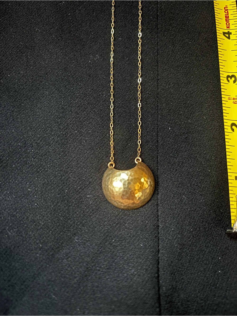 Gold Hammered Crescent Pendant Necklace - Women Jewelry